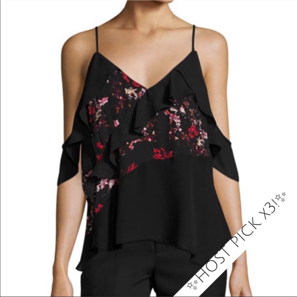 ✨HP✨NWT Parker Floral Print Silk Cold Shoulder Top